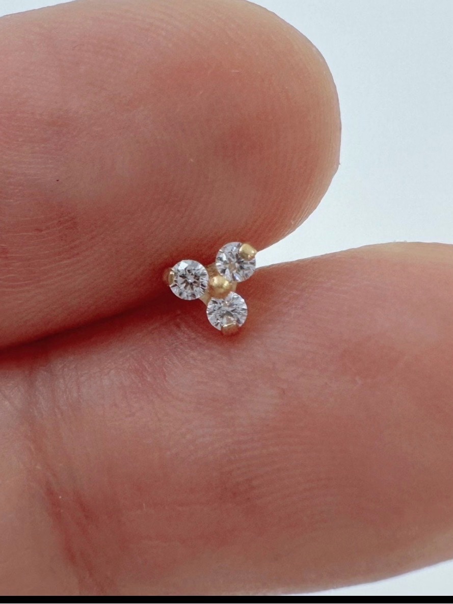 Trinity Cubic Zirconia Labret Stud Gold